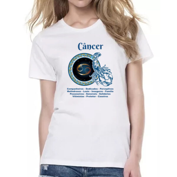 Camiseta Baby Look Signo de Cancer adjetivos - Imagem 2