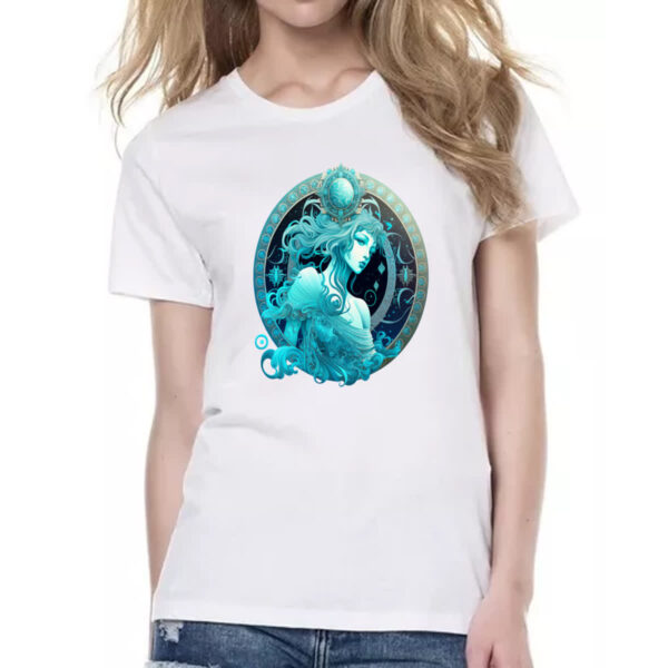 Camiseta Baby Look Signo de aquario logo de luxo - Imagem 2