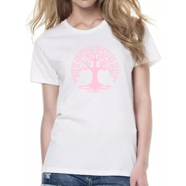 Camiseta Baby Look Arvore da vida rosa - Imagem 2