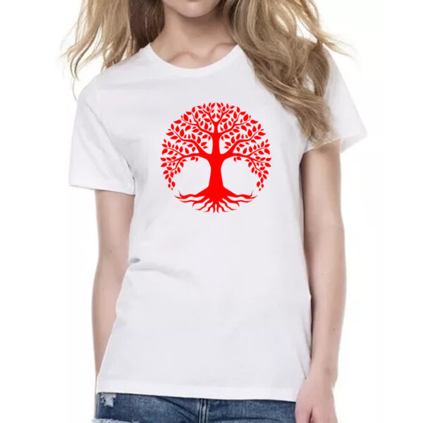 Camiseta Baby Look Arvore da vida vermelha - Imagem 2