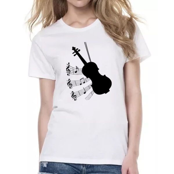 Camiseta Baby Look Silhuetta Musica Violino - Imagem 2