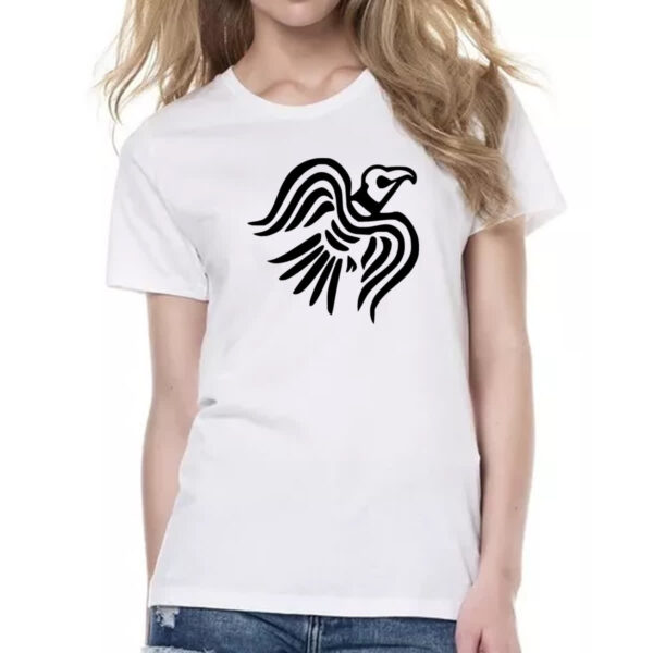 Camiseta Baby Look Simbolo corvo bandeira viking - Imagem 2