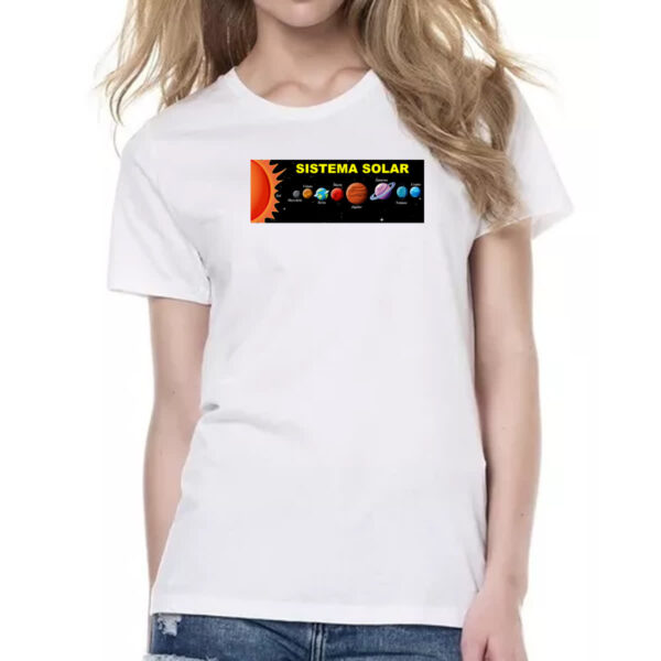 Camiseta Baby Look Sistema solar noite - Imagem 2