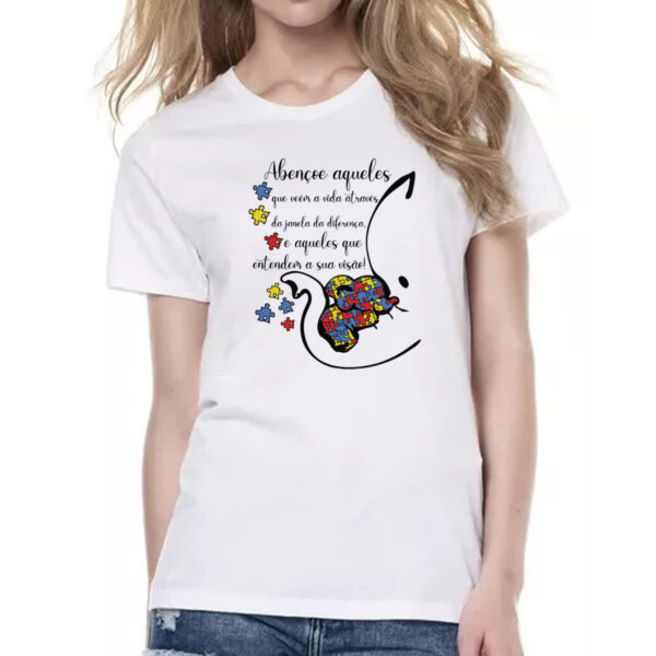 Camiseta Baby Look Autismo Abencoe janela da diferenca - Imagem 2