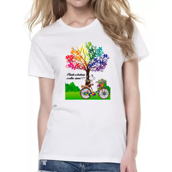 Camiseta Baby Look Autismo Plante sabedoria e colha amor - Imagem 2