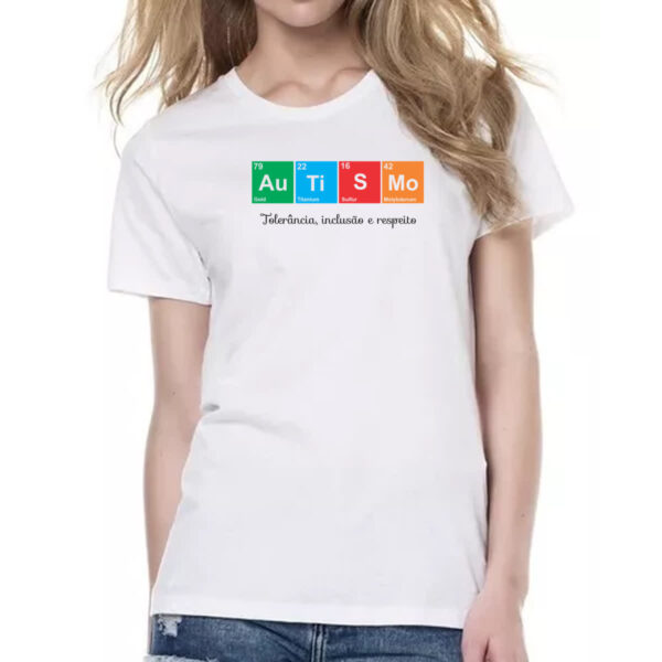 Camiseta Baby Look Autismo tabela periodica - Imagem 2