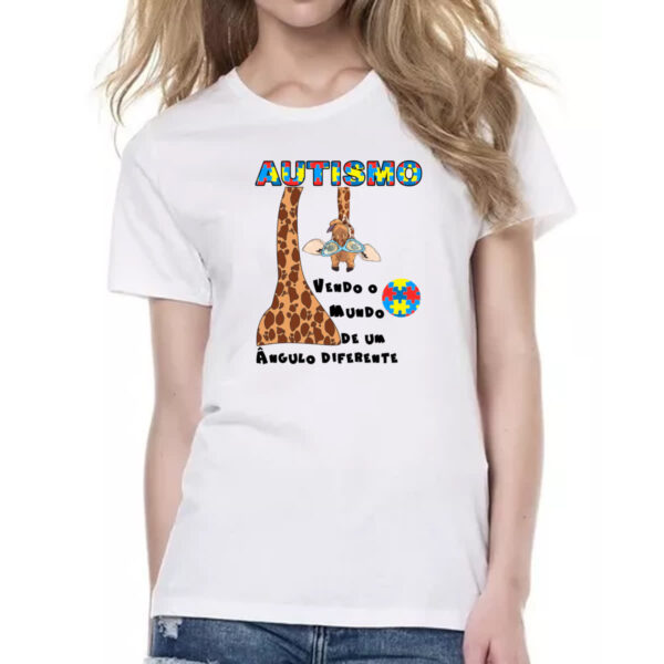 Camiseta Baby Look Autismo vendo o mundo de um angulo diferente - Imagem 2