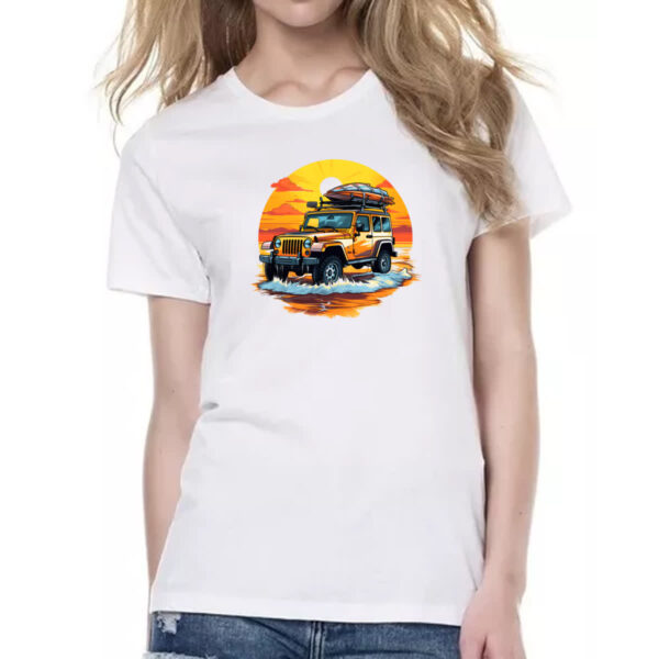 Camiseta Baby Look Aventura jeep praia sunset - Imagem 2