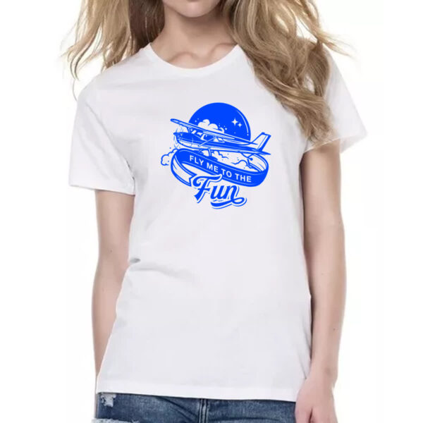 Camiseta Baby Look Aviao fly me to the fun - Imagem 2