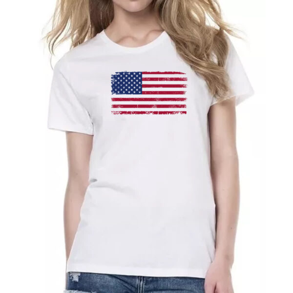 Camiseta Baby Look Bandeira USA Grunge Vintage - Imagem 2