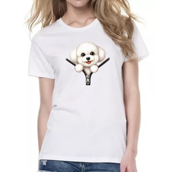 Camiseta Baby Look Bichon Frise no Ziper - Imagem 2