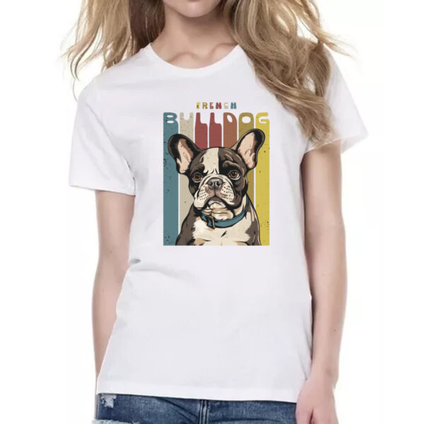 Camiseta Baby Look Buldogue Frances retro vintage - Imagem 2