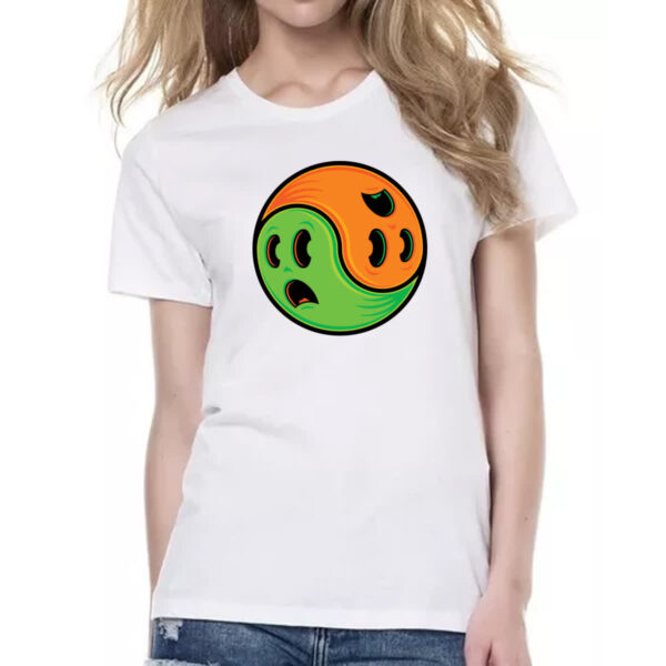 Camiseta Baby Look Yin Yang Halloween - Imagem 2