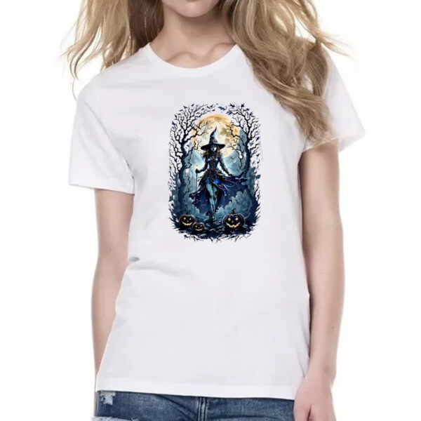 Camiseta Baby Look Halloween Bruxa Noite Lua Cheia - Imagem 2