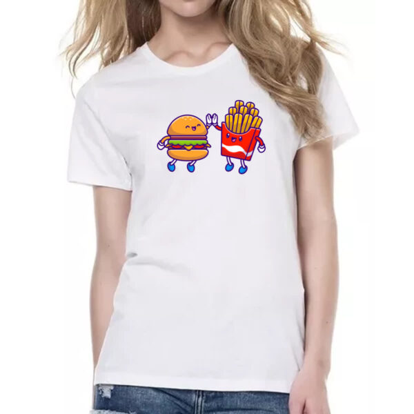 Camiseta Baby Look Hamburguer e fritas melhores amigos - Imagem 2