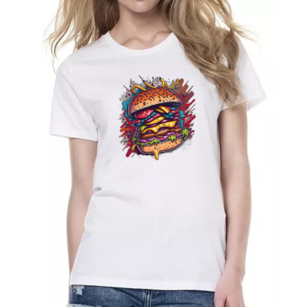 Camiseta Baby Look Hamburguer exagerado splash - Imagem 2