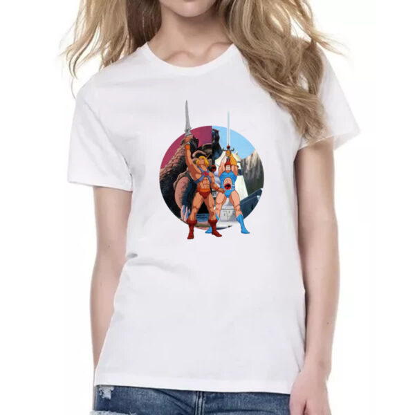 Camiseta Baby Look He-man e Lion espadas do poder - Imagem 2