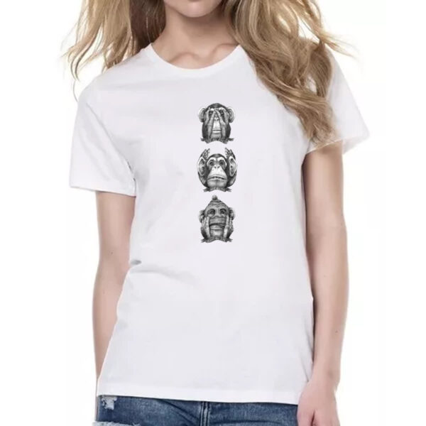Camiseta Baby Look 3 macacos sabios Nem tanto - Imagem 2