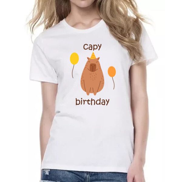 Camiseta Baby Look Capivara capy birthday - Imagem 2