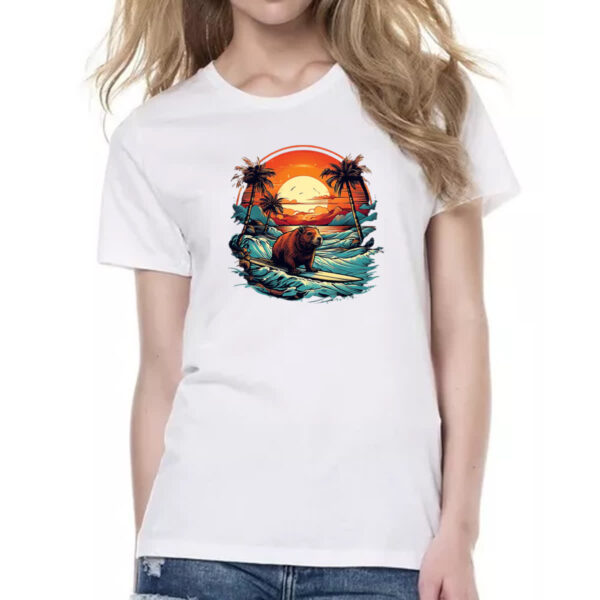Camiseta Baby Look Capivara Surf Sunset - Imagem 2