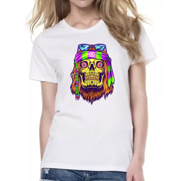 Camiseta Baby Look Caveira Hippie - Imagem 2