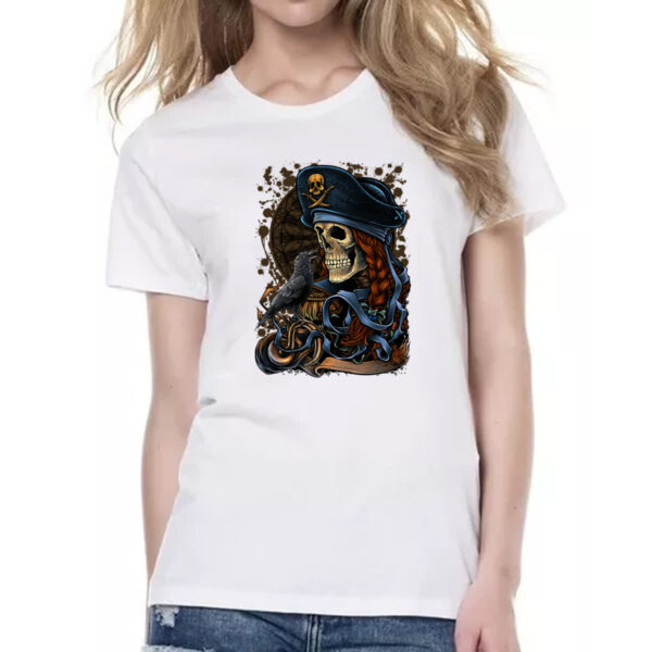 Camiseta Baby Look Caveira pirata - Imagem 2