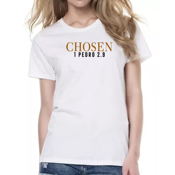 Camiseta Baby Look Chosen 1 Pedro 2.9 Biblia Jesus - Imagem 2