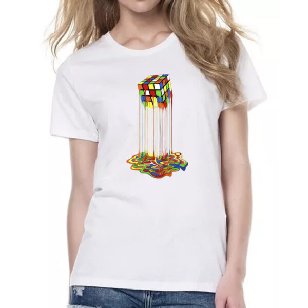 Camiseta Baby Look Cubo magico derretendo - Imagem 2