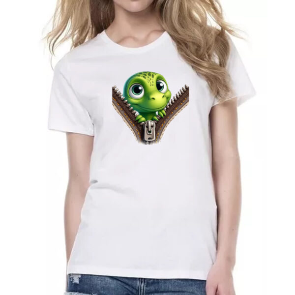 Camiseta Baby Look Dinossauro no ziper - Imagem 2