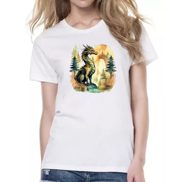 Camiseta Baby Look Dragao Floresta Sunset - Imagem 2