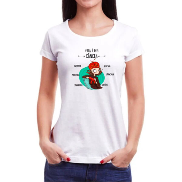 Camiseta Baby Look Ela e de Cancer - Imagem 3