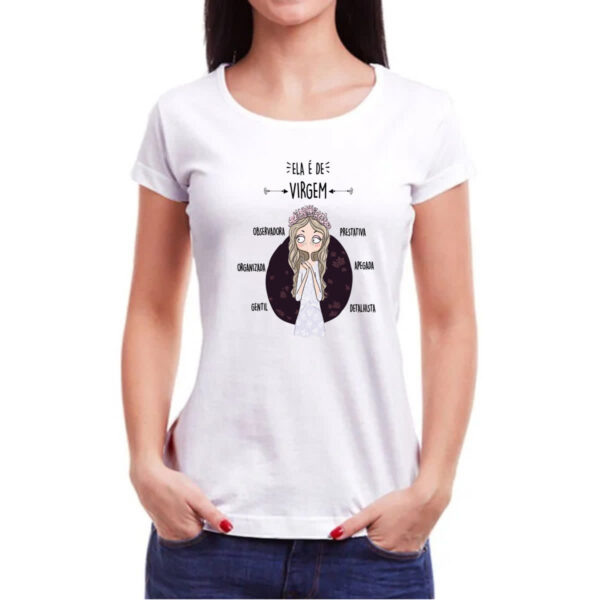 Camiseta Baby Look Ela e de Virgem - Imagem 3