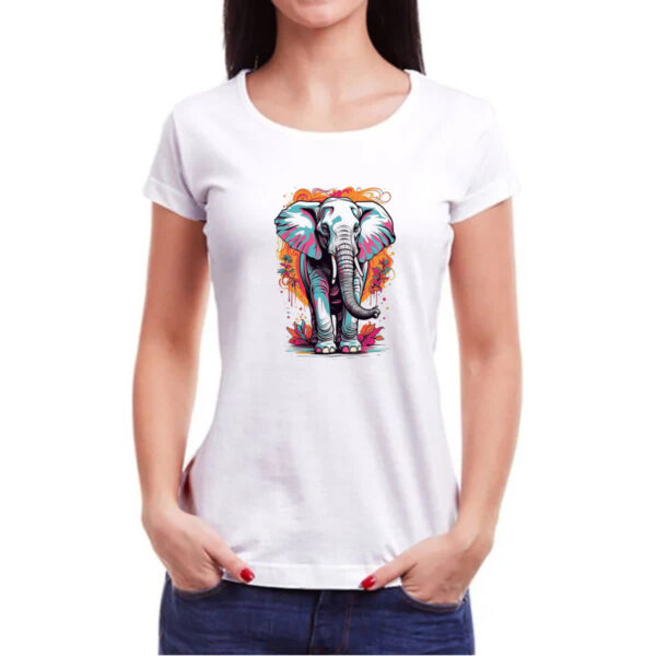 Camiseta Baby Look Elefante arte psicodelica - Imagem 3