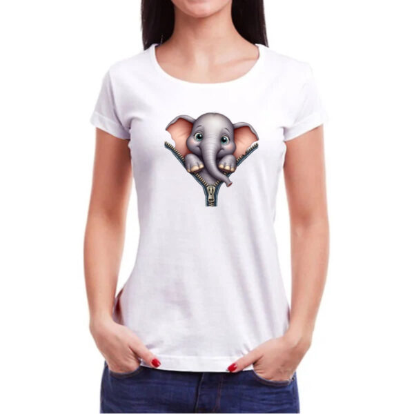 Camiseta Baby Look Elefante no ziper - Imagem 3