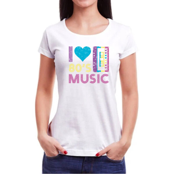 Camiseta Baby Look Eu amo musica anos 80 - Imagem 3