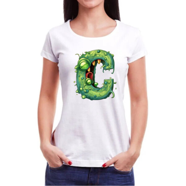 Camiseta Baby Look Zumbi Alfabeto Letra C - Imagem 3