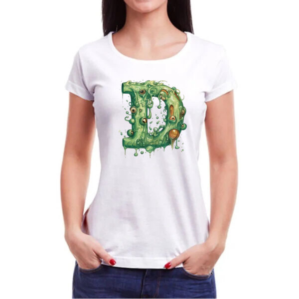 Camiseta Baby Look Zumbi Alfabeto Letra D - Imagem 3