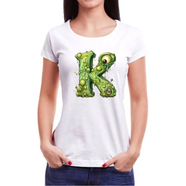 Camiseta Baby Look Zumbi Alfabeto Letra K - Imagem 3