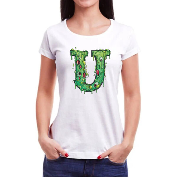 Camiseta Baby Look Zumbi Alfabeto Letra U - Imagem 3