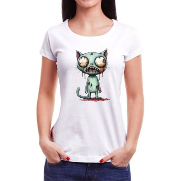 Camiseta Baby Look Zumbi gato - Imagem 3