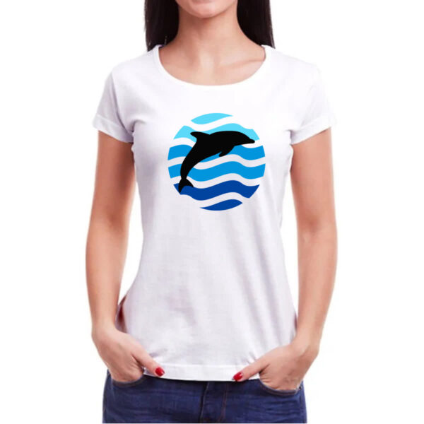 Camiseta Baby Look Animais marinhos Golfinho silhueta sunset - Imagem 3