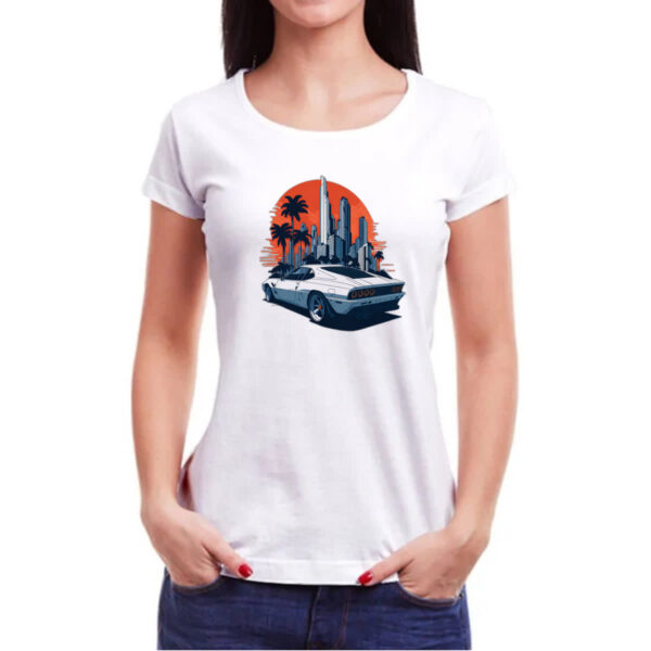 Camiseta Baby Look Ferrari Branca Sunset - Imagem 3