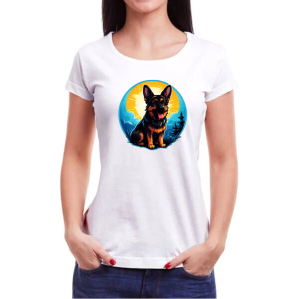 Camiseta Baby Look Filhote pastor alemao sunset art - Imagem 3