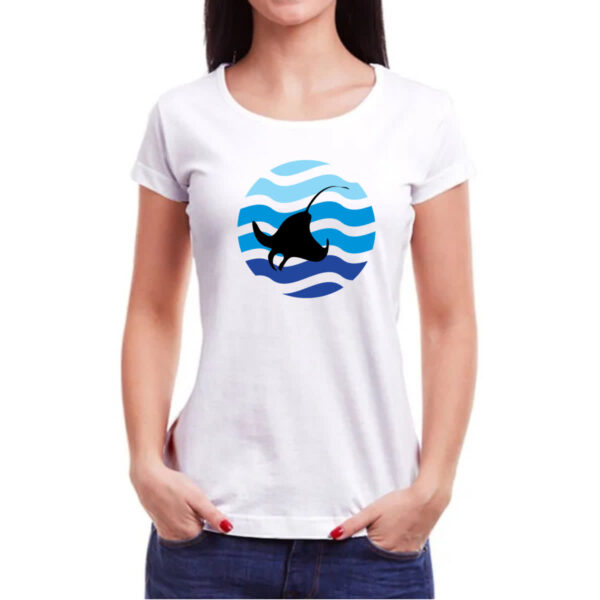 Camiseta Baby Look Animais marinhos arraia silhueta sunset - Imagem 3