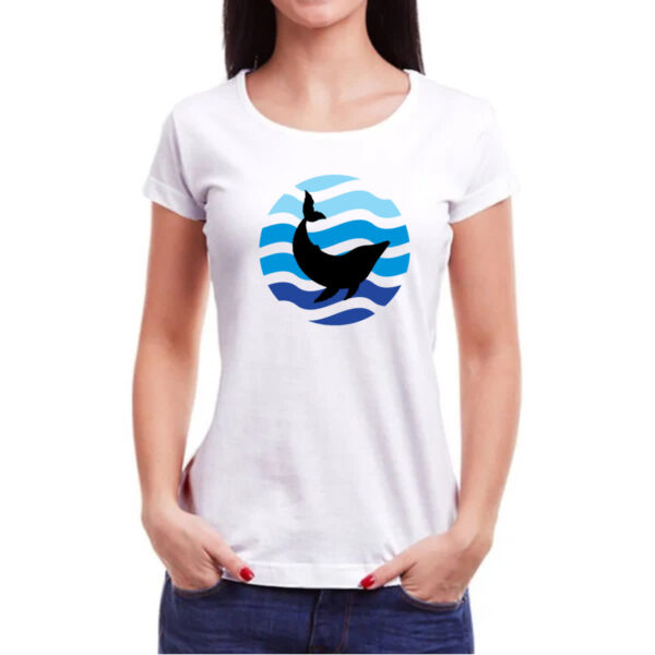 Camiseta Baby Look Animais marinhos baleia silhueta sunset - Imagem 3