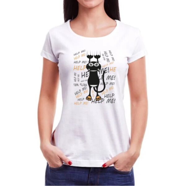 Camiseta Baby Look Gato Cat Help Socorro - Imagem 3