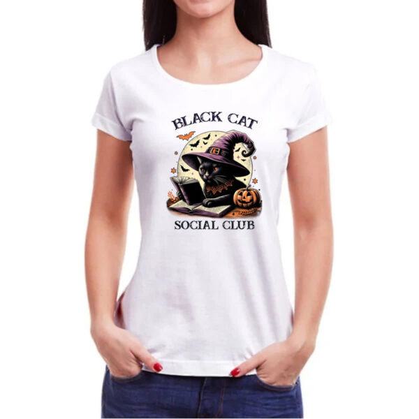 Camiseta Baby Look Gato Preto clube social - Imagem 3