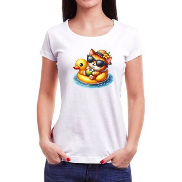 Camiseta Baby Look Gato na boia - Imagem 3