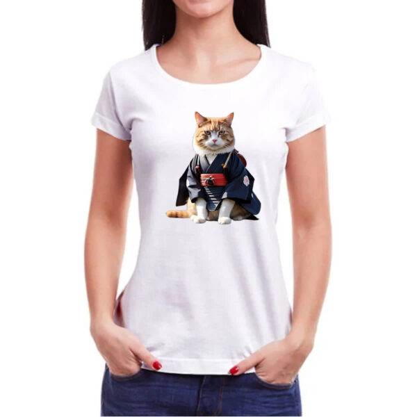 Camiseta Baby Look Gato samurai - Imagem 3
