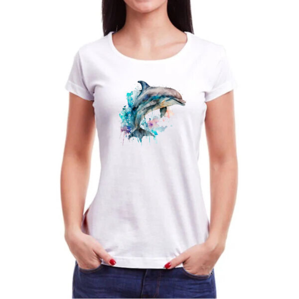 Camiseta Baby Look Golphinho aquarela 01 - Imagem 3